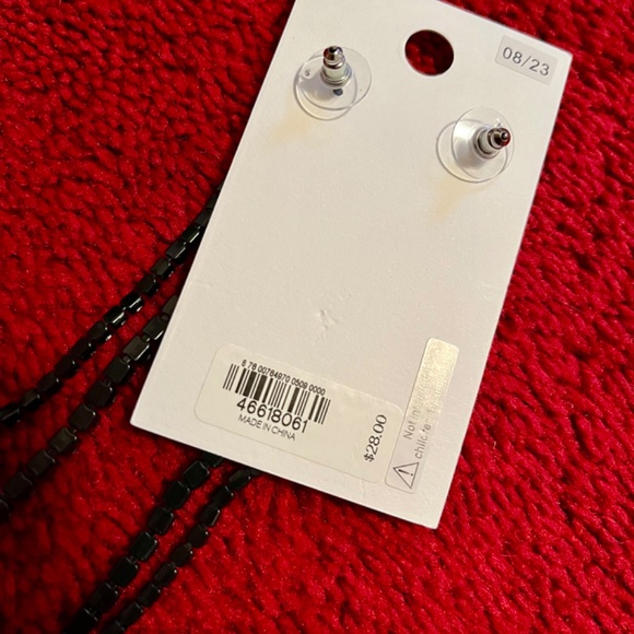 NWT Express Rhinestone Cup Chain Linear Drop Earrings - Picture 2 of 2